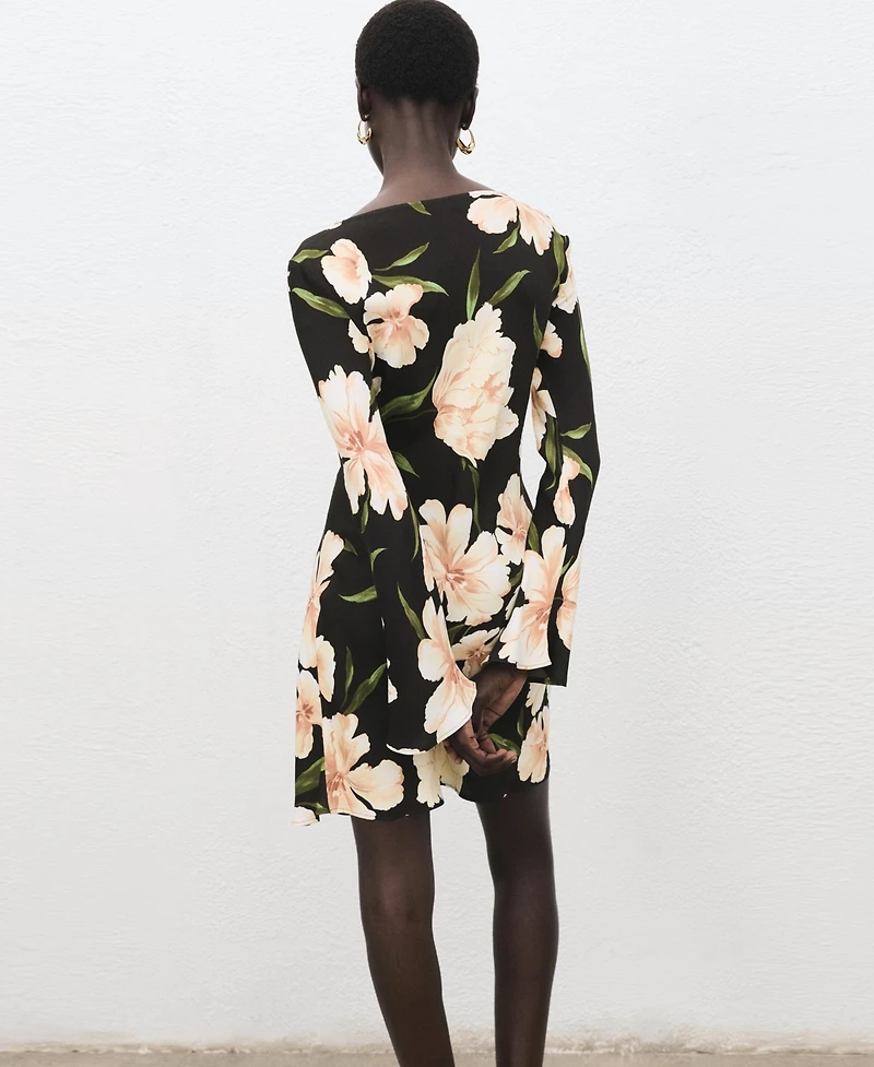 Mango Women's Short Floral-Print Dress