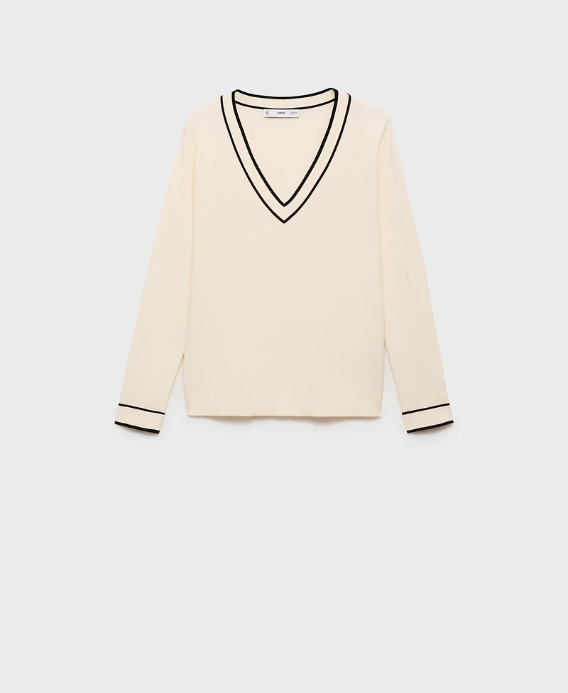 Mango Women's Contrasting V-Neck Sweater