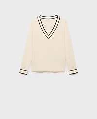 Mango Women's Contrasting V-Neck Sweater