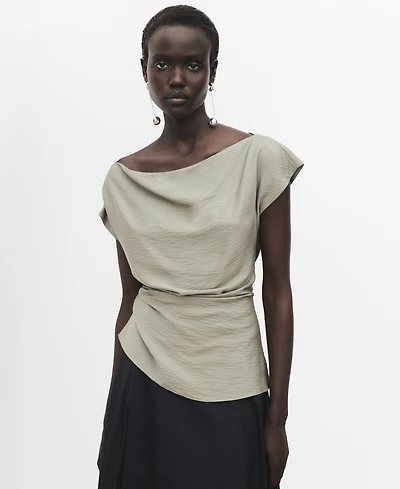 Mango Women's Asymmetrical Collar Modal Blouse