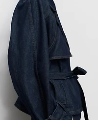 Mango Women's Belted Short Denim Trench Coat