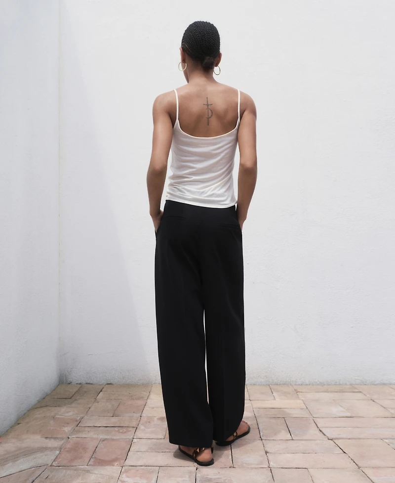 Mango Women's Pleated Wide Leg Pants