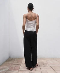 Mango Women's Pleated Wide Leg Pants