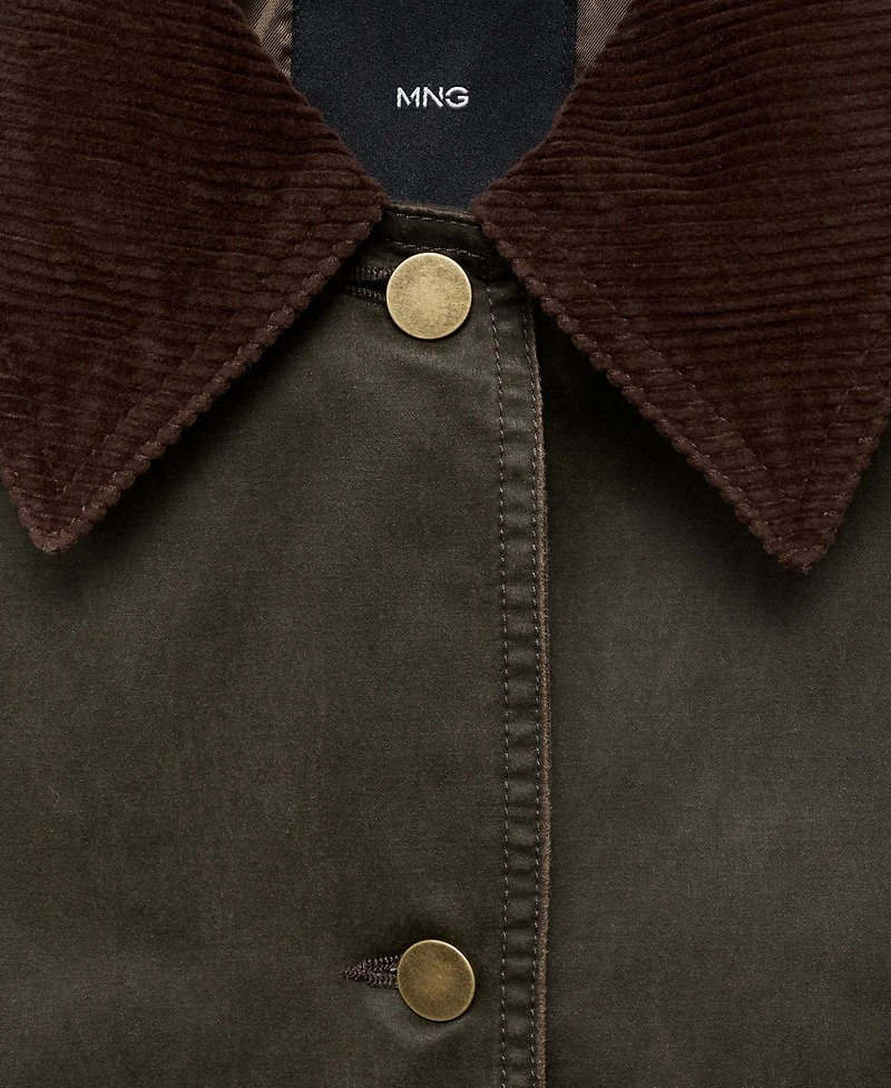 Mango Women's Corduroy Collar Denim Jacket