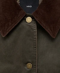 Mango Women's Corduroy Collar Denim Jacket