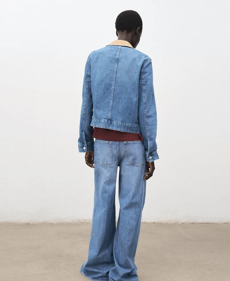Mango Women's Corduroy Collar Denim Jacket