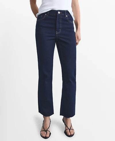 Mango Women's Sienna Flared Cropped Jeans