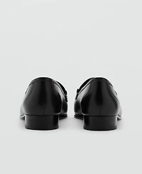 Mango Women's Buckle Leather Moccasins