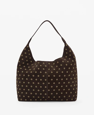 Mango Women's Eyelets Detail Suede Shopper Bag