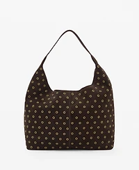 Mango Women's Eyelets Detail Suede Shopper Bag