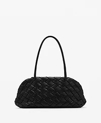 Mango Women's Braided Leather Shoulder Bag