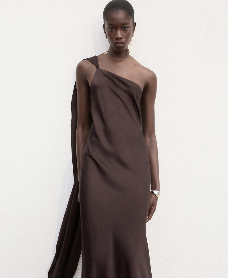 Mango Women's Asymmetrical Satin Dress