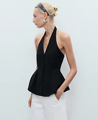 Mango Women's Halter-Neck Peplum Vest