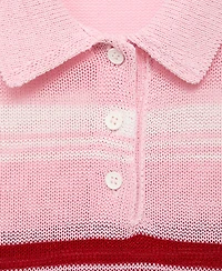 Mango Women's Polo Neck Striped Knit Top