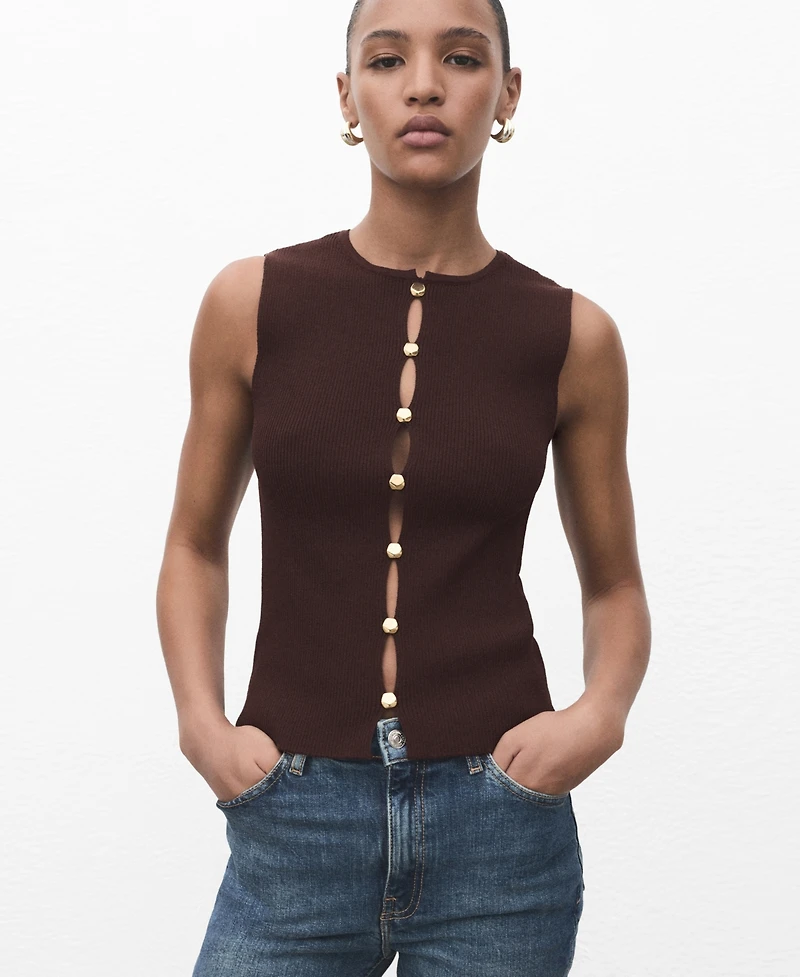 Mango Women's Slits Detail Knitted Vest