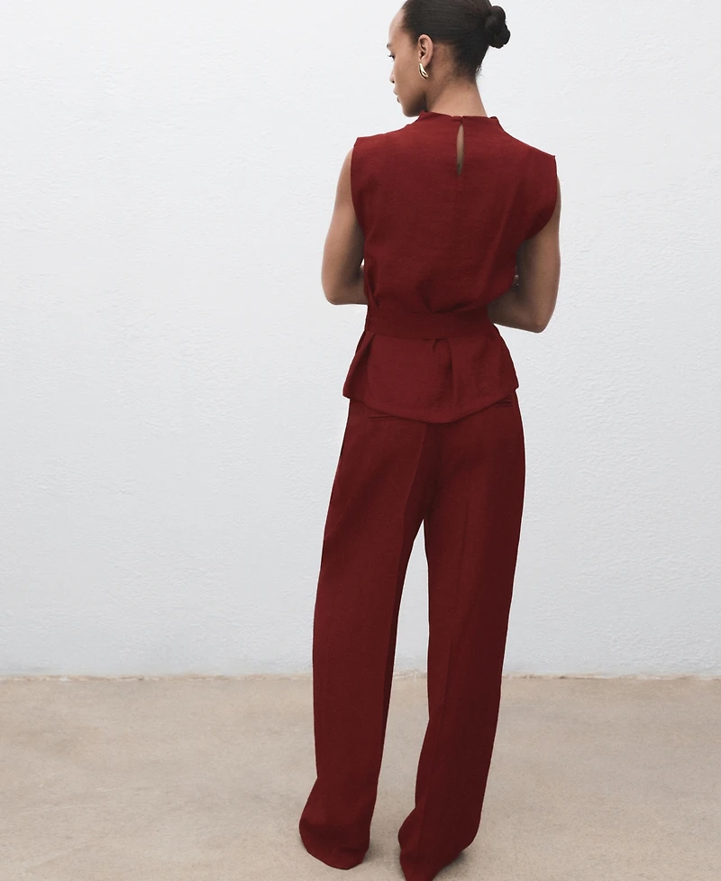 Mango Women's Draped Neck And Belt Blouse
