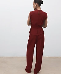Mango Women's Draped Neck And Belt Blouse