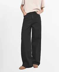 Mango Women's Wide Leg Mid-Rise Jeans