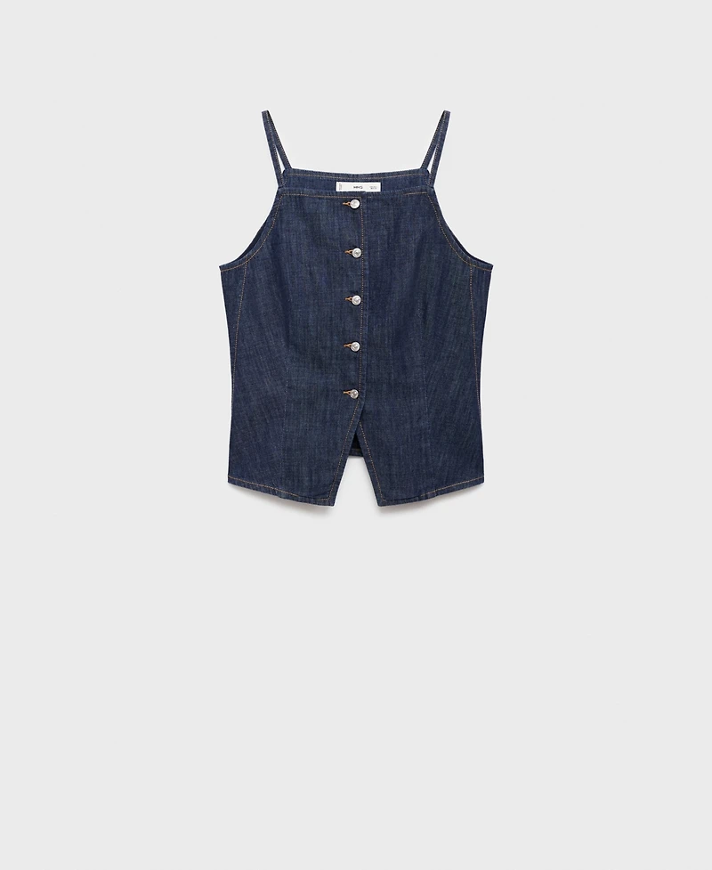 Mango Women's Buttoned Denim Top