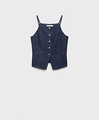Mango Women's Buttoned Denim Top