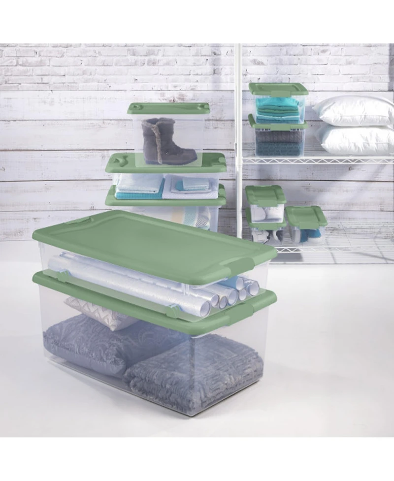 Sterilite 64 Qt Latching Plastic Storage Container Tote, Crisp Green (12 Pack)