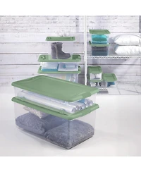 Sterilite 64 Qt Latching Plastic Storage Container Tote, Crisp Green (12 Pack)