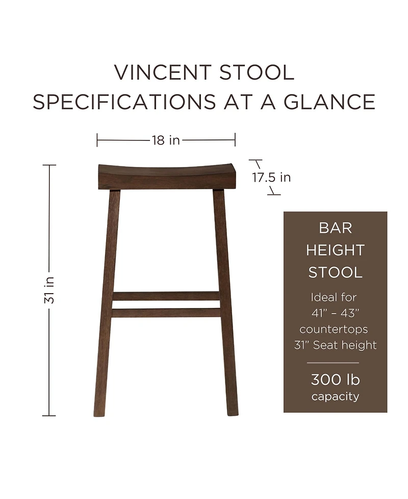 Maven Lane Vincent Wooden Rustic Aesthetic Kitchen Bar Stool, set of 2