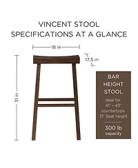 Maven Lane Vincent Wooden Rustic Aesthetic Kitchen Bar Stool, set of 2