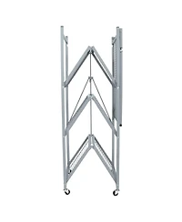 Origami R5 Foldable 4 Tier Storage Rack w/ Wheels, Pewter, Certified Refurbished