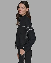 Karl Lagerfeld Paris Women's Rhinestone Trim Zip Jacket