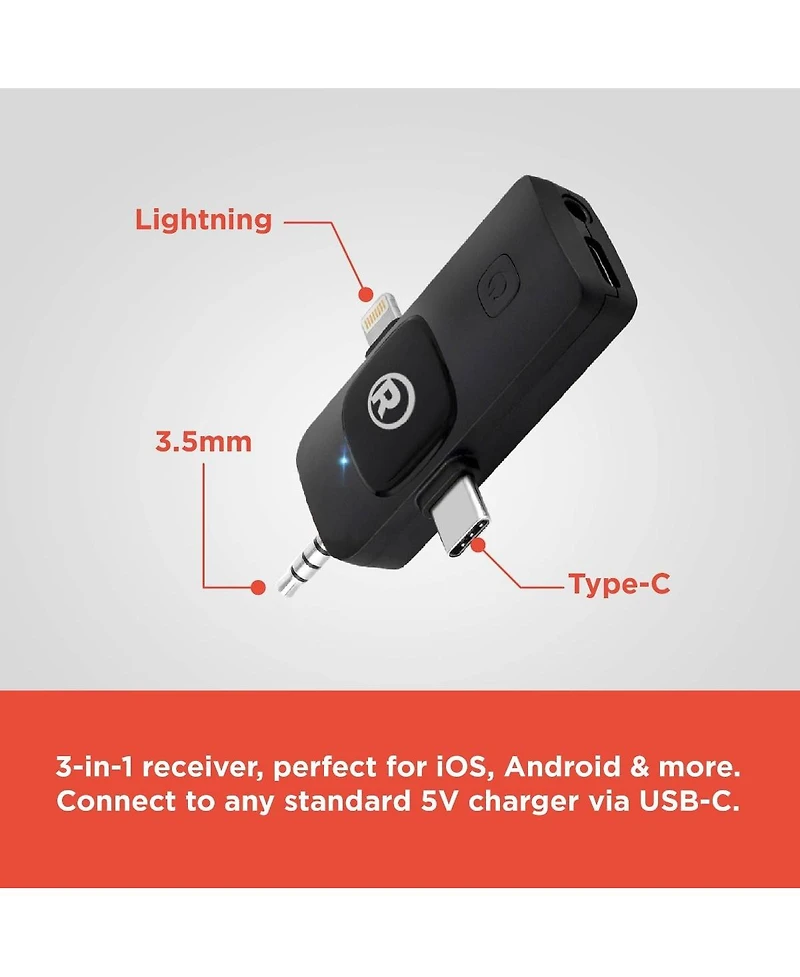 RadioShack Wireless Headset Microphone For Streaming and Video Recording With Usb C For Charging (Receiver and Microphone Included) 3301587