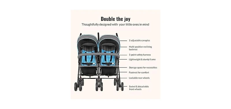 Dream On Me Baby Volgo Twin Umbrella Stroller