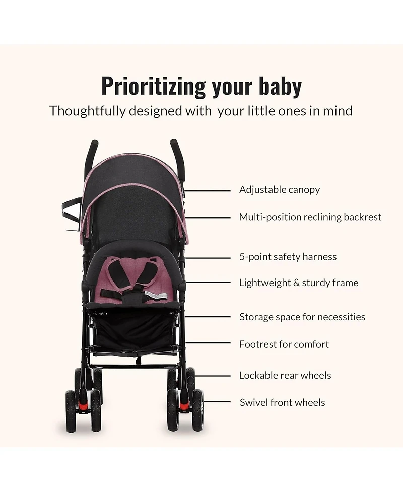 Dream On Me Baby Vista Moonwalk Stroller | Lightweight Stroller with Compact Fold | Multi-Position Recline | Canopy with Sun Visor | Perfect for trave