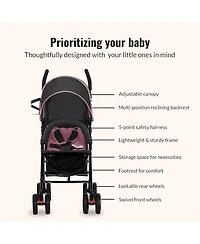 Dream On Me Baby Vista Moonwalk Stroller | Lightweight Stroller with Compact Fold | Multi-Position Recline | Canopy with Sun Visor | Perfect for trave