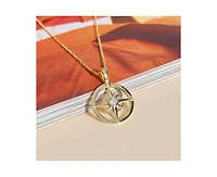 Compass Pendant Necklace in 14K Gold Over Sterling Silver