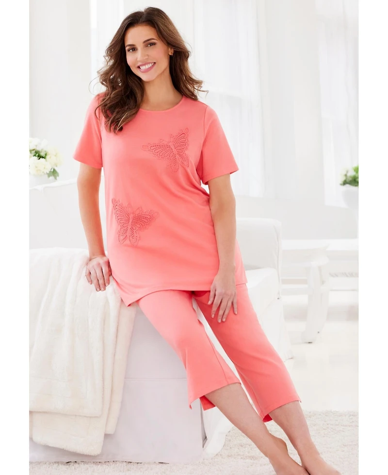 Dreams & Co. Women's 2-Piece Applique Capri