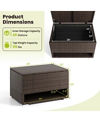 Costway 48 Gallon Deck Box with Shoe Rack Waterproof Liner Lid Outdoor Storage Box