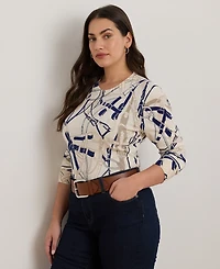 Lauren Ralph Plus Belting-Print Slim Fit Sweater
