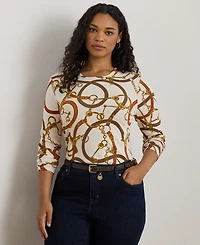 Lauren Ralph Plus Belting-Print T-Shirt