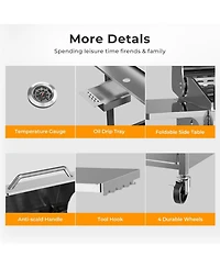 Cowsar Food Grade Stainless Steel 3-Burner Propane Gas Grill, 24000BTU , Foldable Side Table, Barbecue Grill for Outdoor Cooking, Backyard, Patio