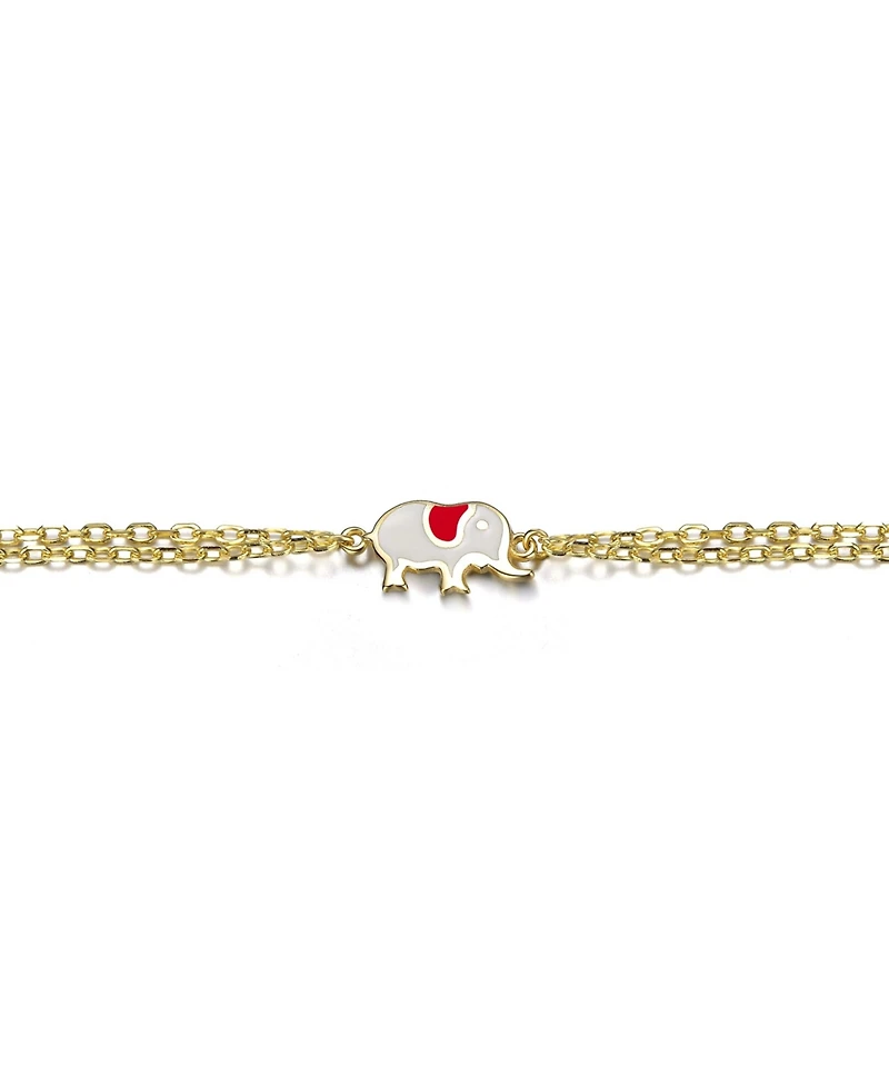 GiGiGirl 14K Gold Plated with Pink & Red Enamel Pig & Heart Bracelet