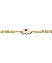 GiGiGirl 14K Gold Plated with Pink & Red Enamel Pig & Heart Bracelet