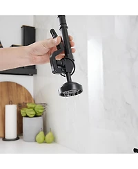 Greenspring Commercial Restaurant Pull Down 2-Handle Wall Mount Pre-Rinse Spray Utility Kitchen Faucet