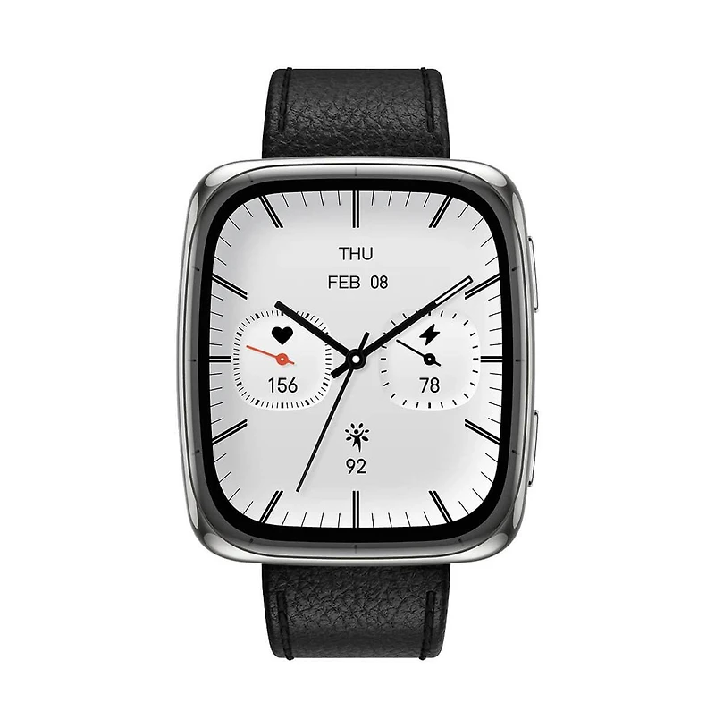Active 2 (Square) Smart Watch with Sapphire Glass, Heart Rate Tracking & 10-Day Battery – Black Leather