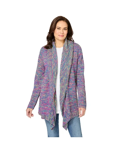 Woman Within Women's Plus Multi Marled Cardigan