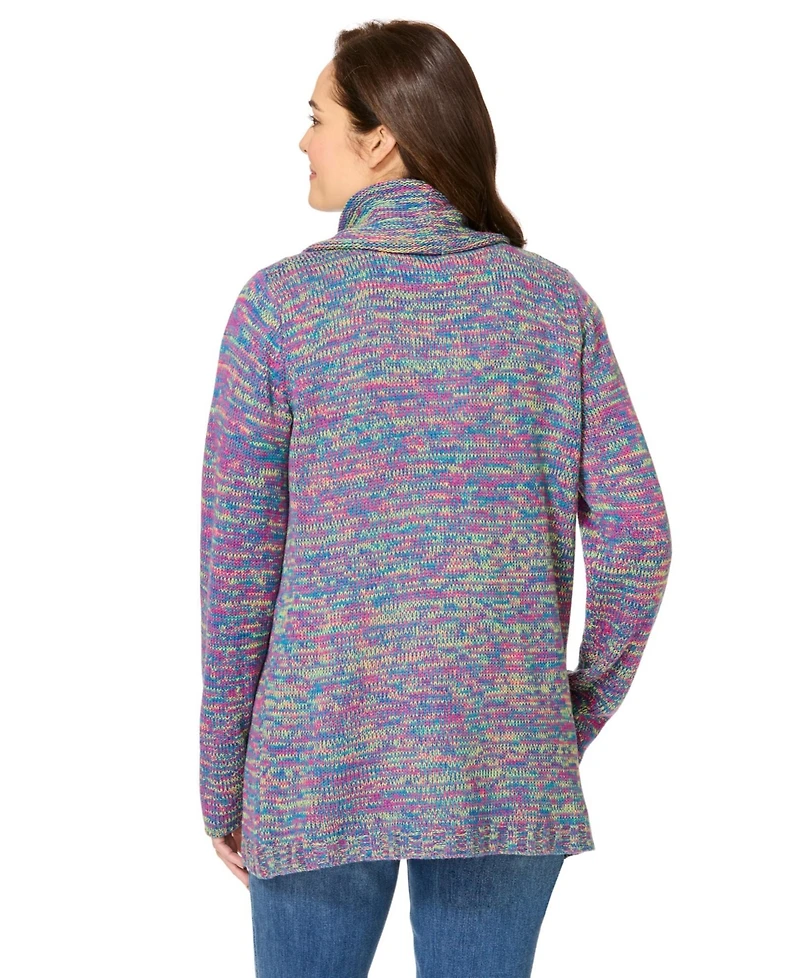 Woman Within Women's Plus Multi Marled Cardigan
