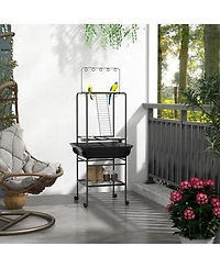PawHut Bird Sd with Wheels for Indoor Outdoor Small Parrot, Dark