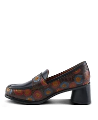 L'Artiste Women's Rivoire Hand-Painted Floral Loafer with Sculpted Heel and Cushioned Insole