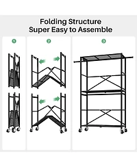 Clothes Rack Heavy Duty Clothes Rack with Shelves, Rolling Clothing Rack, Portable Collapsible with Lockable Wheels and Expandable Rod for Vendor Trad