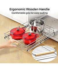 Kitstorack Pull out Cabinet Organizer,Heavy Duty Smooth Sliding Under Cabinet Shelves for Pots and Pans,Roll out Drawers with Thickened Chrome Plating